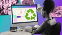 Student designing in canva