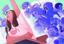 student confidently raising their hand in class, supported by various fandoms and interests they may have